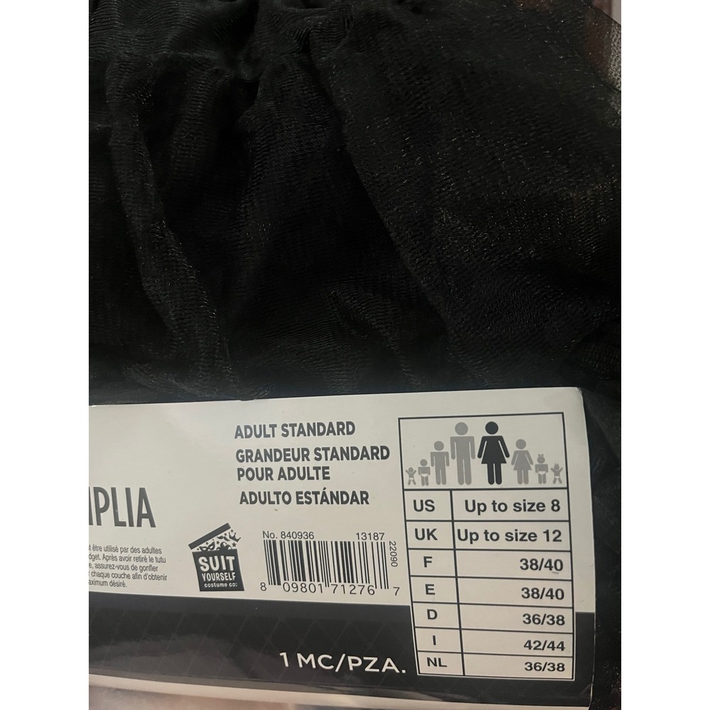 Amscan Black Petticoat Tutu Skirt Womens Up to Size 8 Halloween Costume NWT - Picture 6 of 6